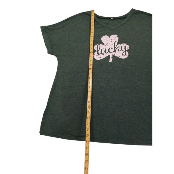 Lucky Clover T-SHIRT Curvy Plus Sz 18 Green ST Patrick's Irish Holiday Good Luck - Picture 9 of 12